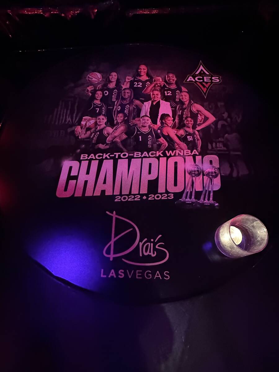 Members of the Las Vegas Aces are shown celebrating their second straight WNBA title at Drai's ...