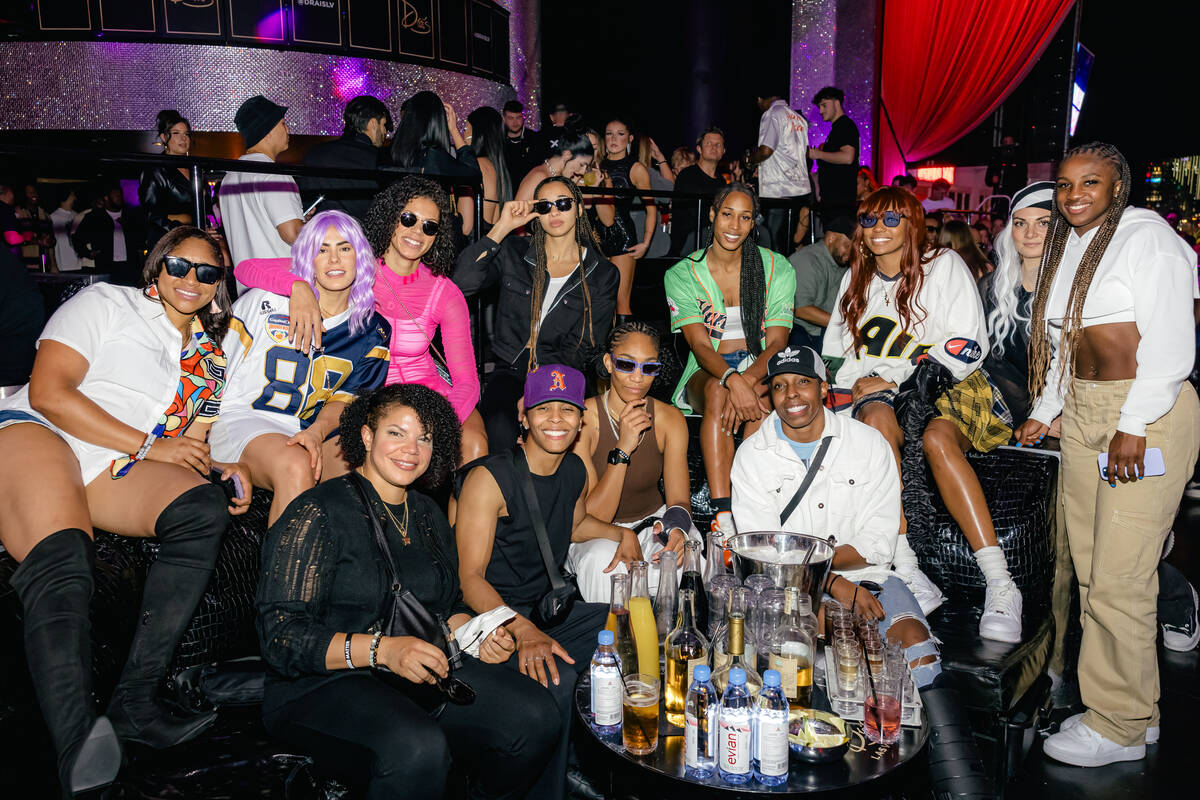 Members of the Las Vegas Aces are shown celebrating their second straight WNBA title at Drai's ...