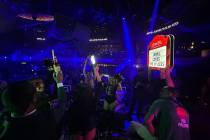 A look at the Aces' victory celebration at Jewel Nightclub at Aria on Saturday, Oct. 21, 2023. ...