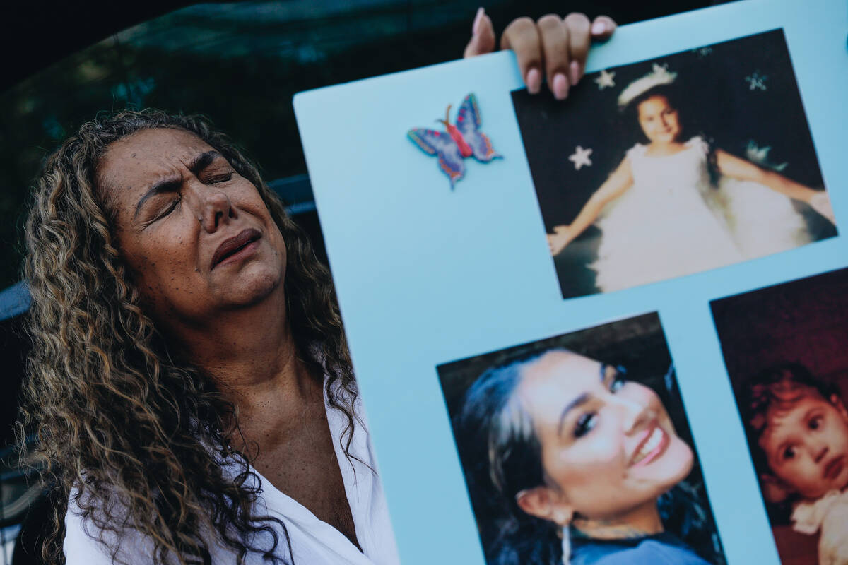 Regina Lacerda, the mother of Tabatha Tozzi, cries during a demonstration in memory of Tabatha ...