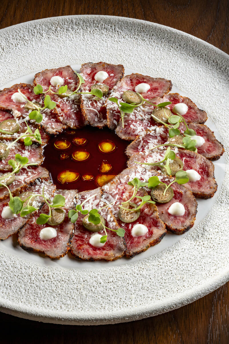 Hokkaido Snow Beef carpaccio from Nicco's Prime Cuts & Fresh Fish, the flagship restaurant at t ...