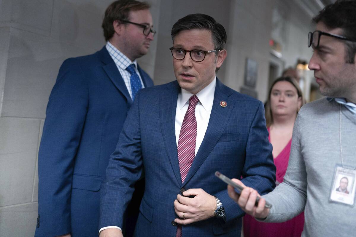 Rep. Mike Johnson, R-La., vice chair of the House GOP Conference talks to reporters as he arriv ...