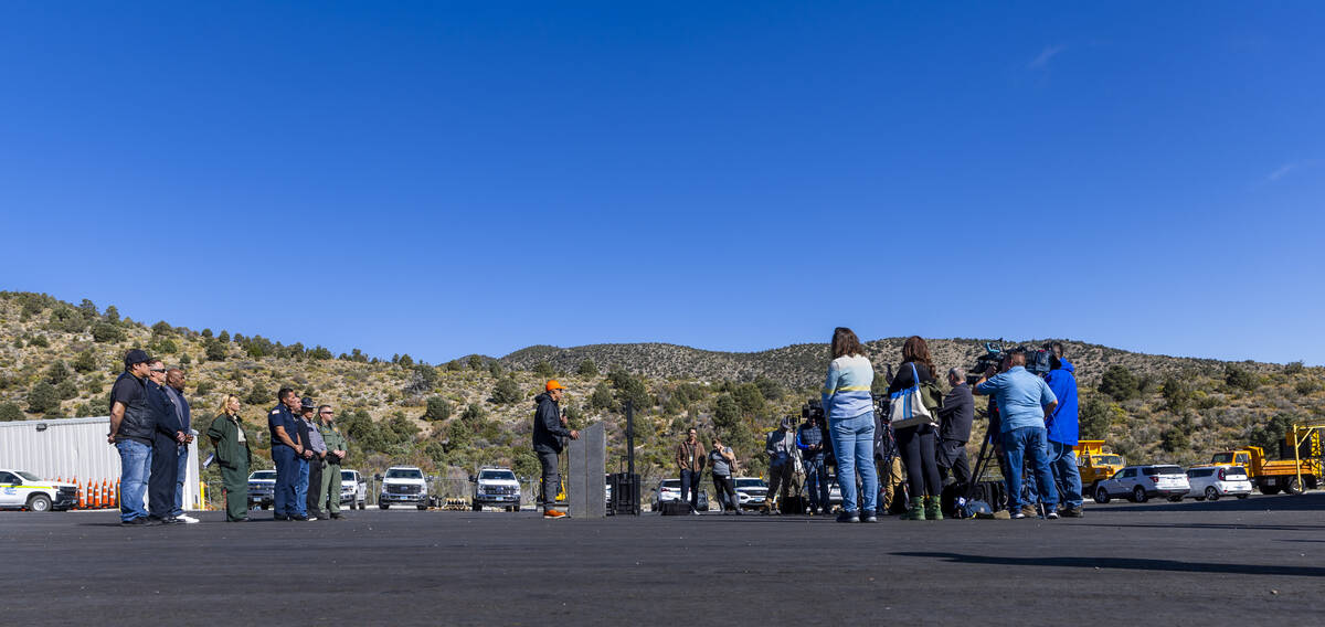 Mario Gomez, Nevada Department of Transportation District 1 Engineer, speaks as part of a press ...