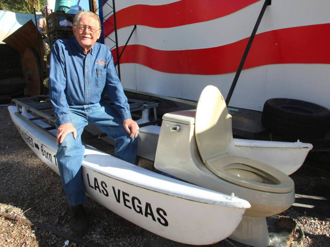 Lonnie Hammargren sits on a small catamaran that is supposed to represent the Hughes Glomar Exp ...