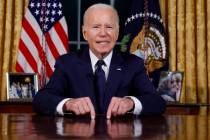 President Joe Biden speaks from the Oval Office of the White House Thursday, Oct. 19, 2023, in ...