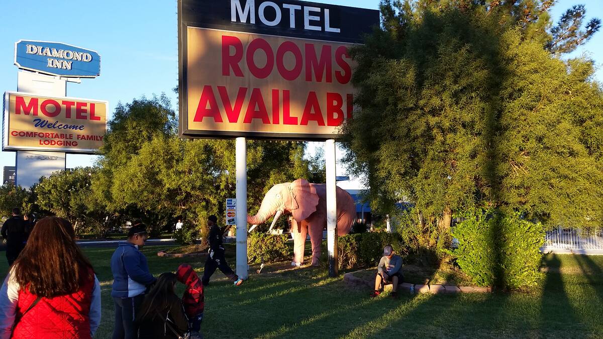 The Diamond Inn Motel and its pink elephant are pictured in this file photo. (Las Vegas Review- ...