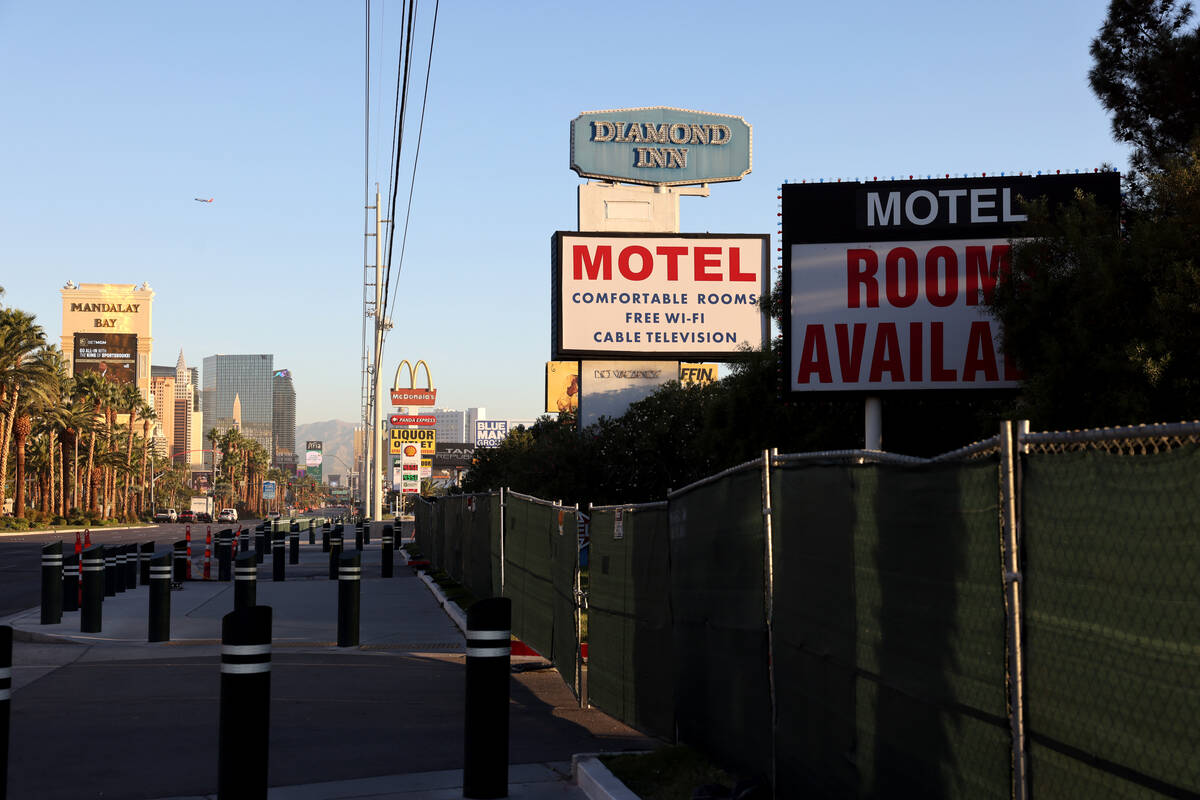 The closed Diamond Inn Motel on the Strip north of Russel Road in Las Vegas Friday, Oct. 27, 20 ...