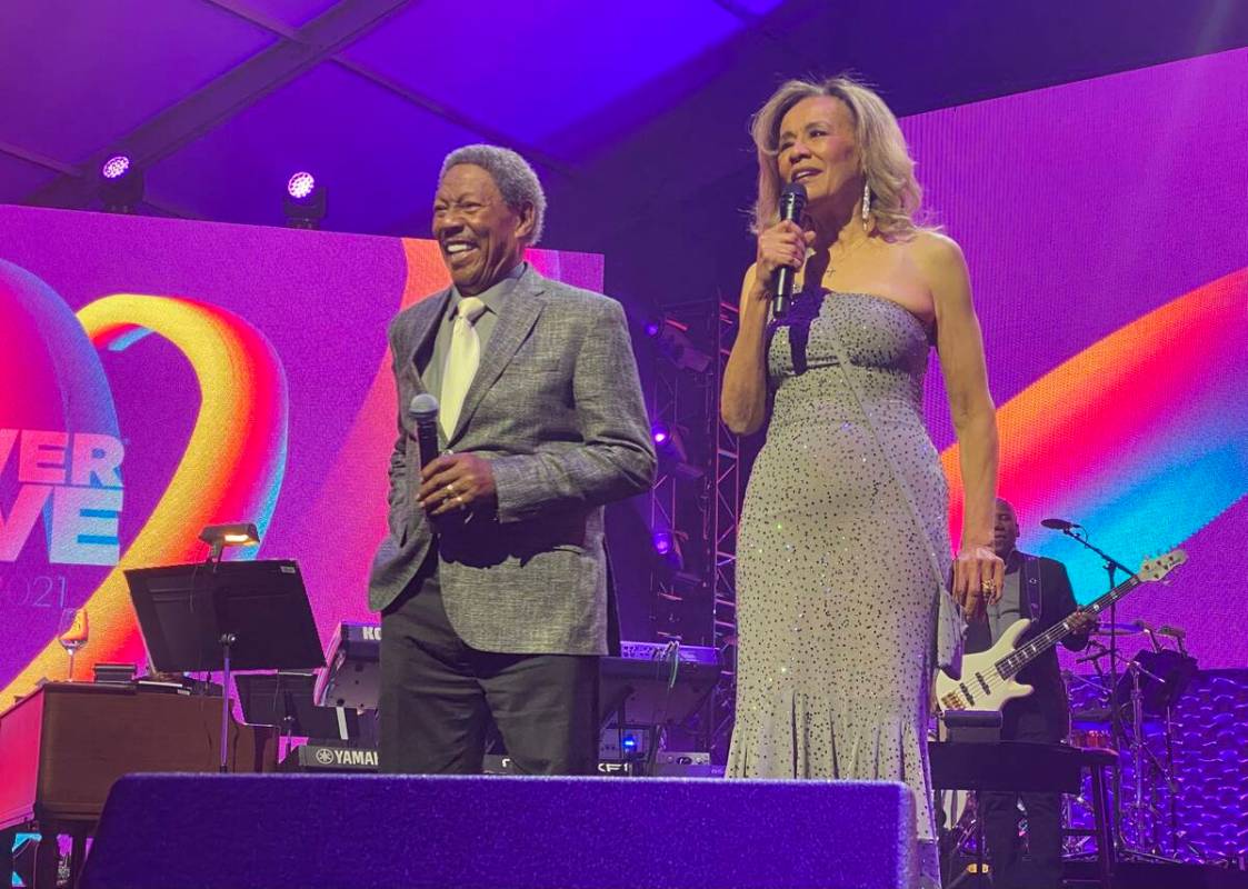 Marilyn McCoo and Billy Davis Jr. are shown at the 25th Keep Memory Alive gala at Resorts World ...