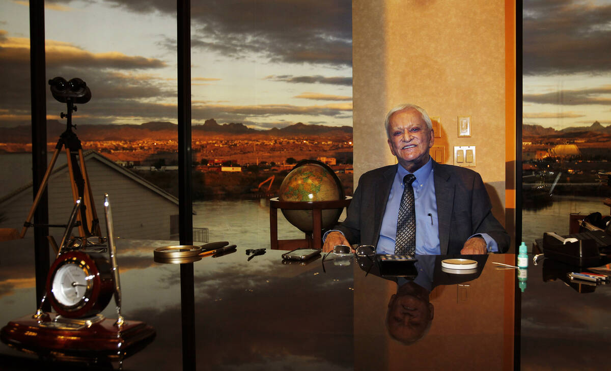 American gambling entrepreneur and hotelier Don Laughlin poses for a portrait in his office at ...