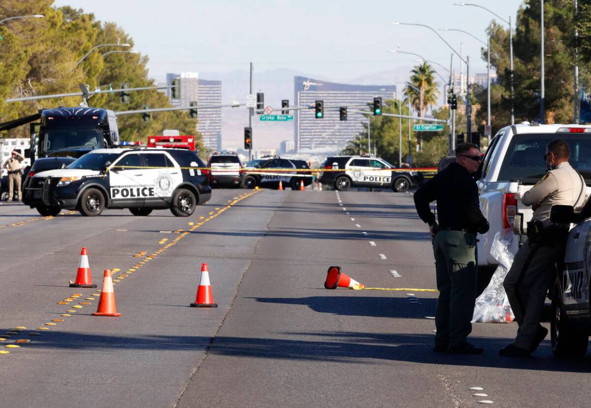 Las Vegas police investigate a domestic violence incident where deadly force was used on the 88 ...