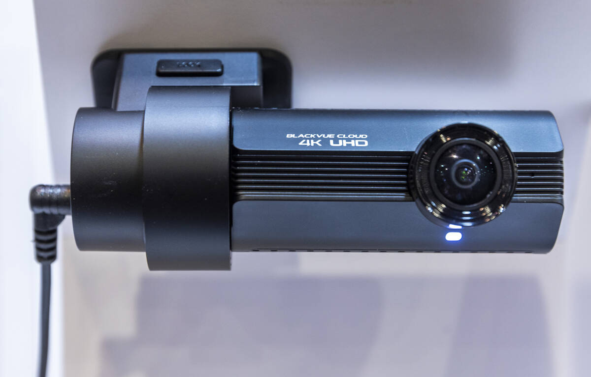 BlackVue displays their latest dash camera, the DR970X Plus, during the first day of SEMA at th ...