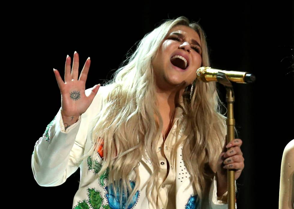 Kesha performs "Praying" at the 60th annual Grammy Awards at Madison Square Garden on Sunday, J ...