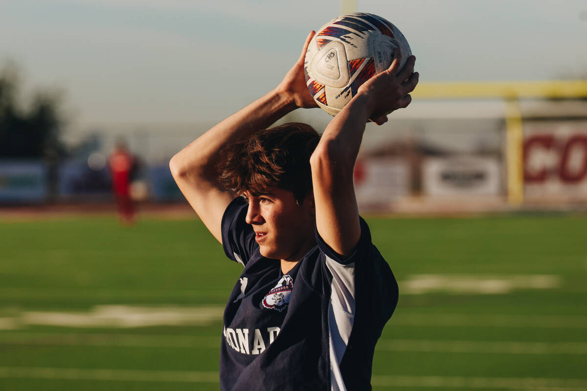 Coronado’s Grayson Elisaldez throws the ball into a game against Bishop Gorman during a ...