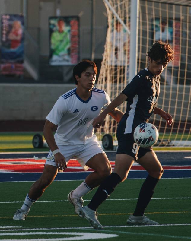 Coronado forward Connor Morgenthal (9) kicks the ball during a Class 5A Southern League semifin ...