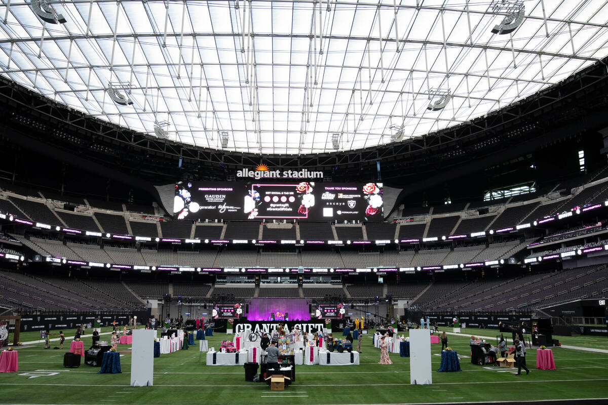 A look at the silent auction at the Grant A Gift Autism Foundation gala at Allegiant Stadium on ...