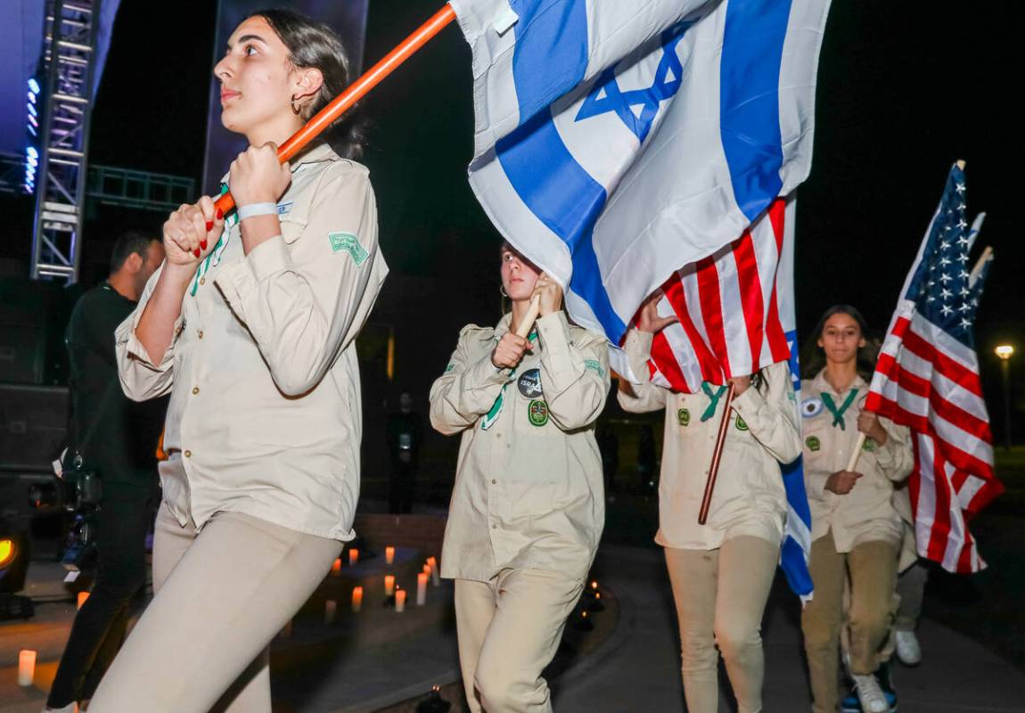 Members of Shevet Pisga Tzofim, Israeli scouts local chapter serving the Las Vegas community, s ...