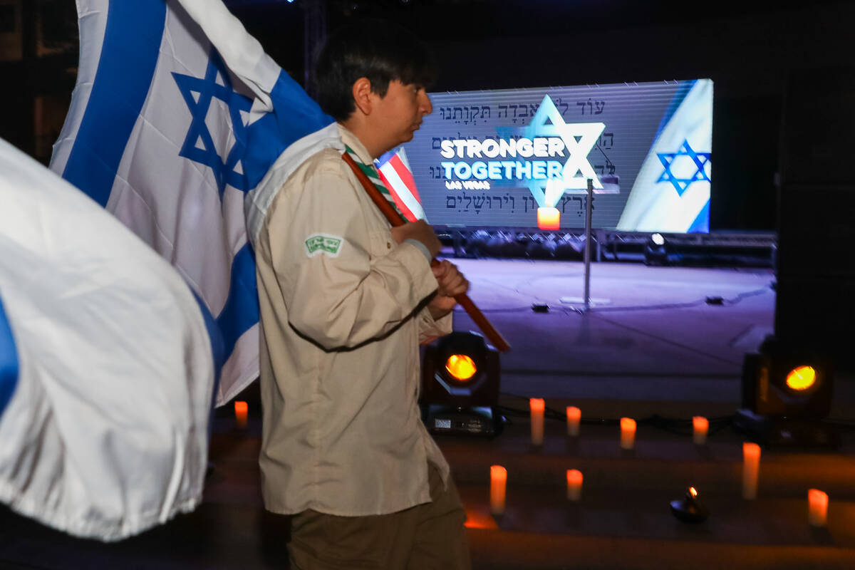 Members of Shevet Pisga Tzofim, Israeli scouts local chapter serving the Las Vegas community, s ...