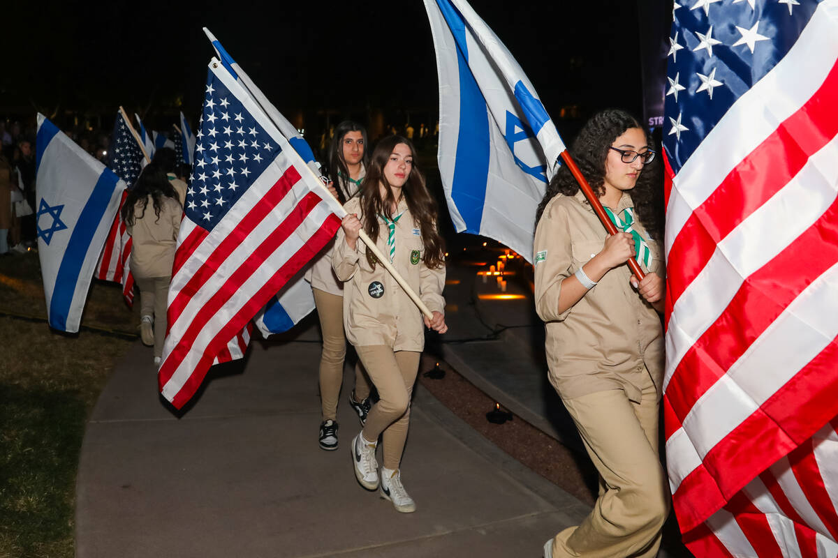 Members of Shevet Pisga Tzofim, Israeli scouts local chapter serving the Las Vegas community, w ...