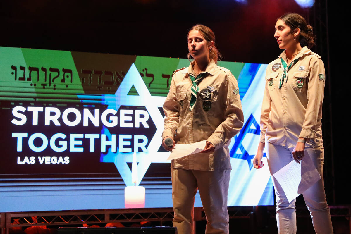 Members of Shevet Pisga Tzofim, Israeli scouts local chapter serving the Las Vegas community, s ...