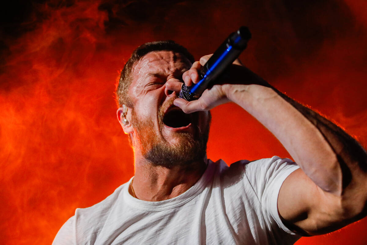 Dan Reynolds, lead singer of Imagine Dragons, performs at the 2023 SEMA Fest on Saturday, Nov. ...