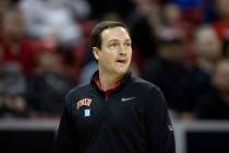 FILE - UNLV Rebels head coach Kevin Kruger watches his team play the Boise State Broncos during ...