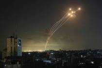 Israel's Iron Dome air defense system intercepts rockets launched from Gaza on Oct. 11, 2023. ( ...