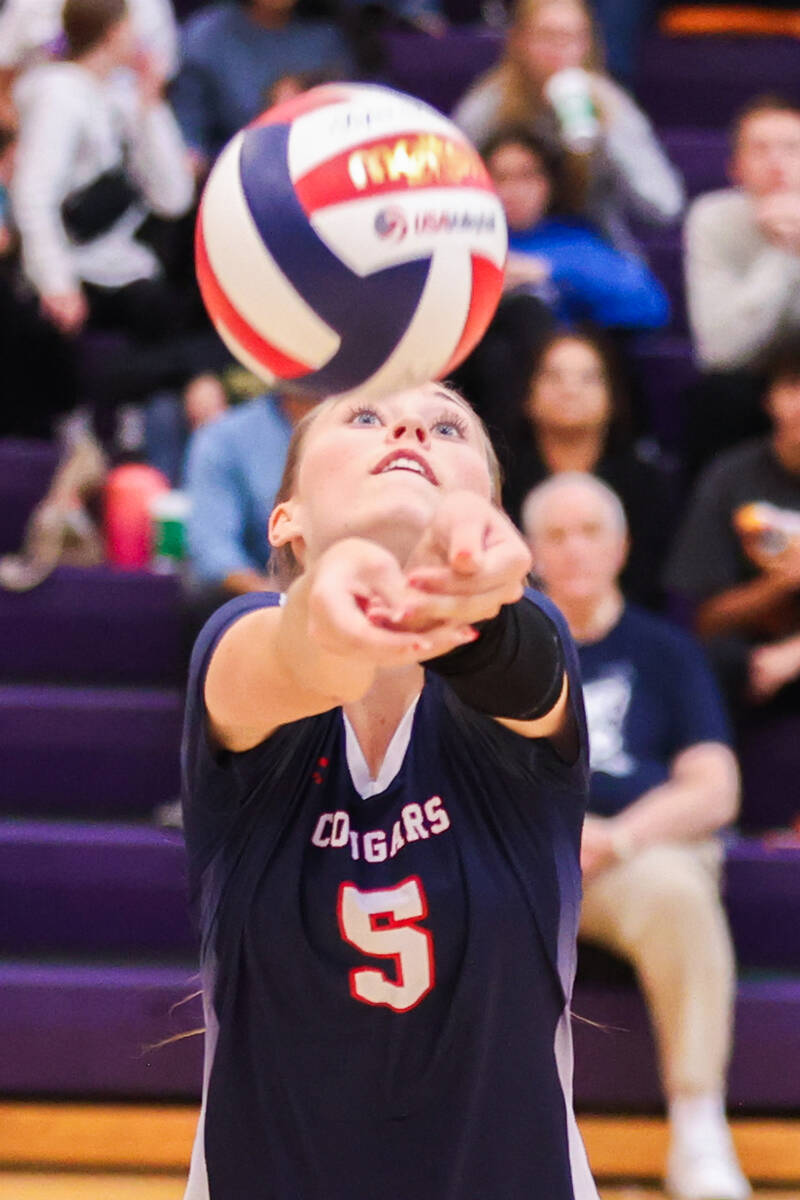 Coronado’s Hannah Pemberton (5) bumps the ball during the class 5A girls volleyball stat ...