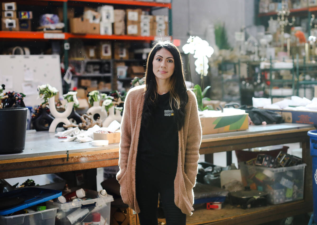 Sylvia Lopez, a survivor of addiction, at her job as a florist at Destinations by Design in Las ...