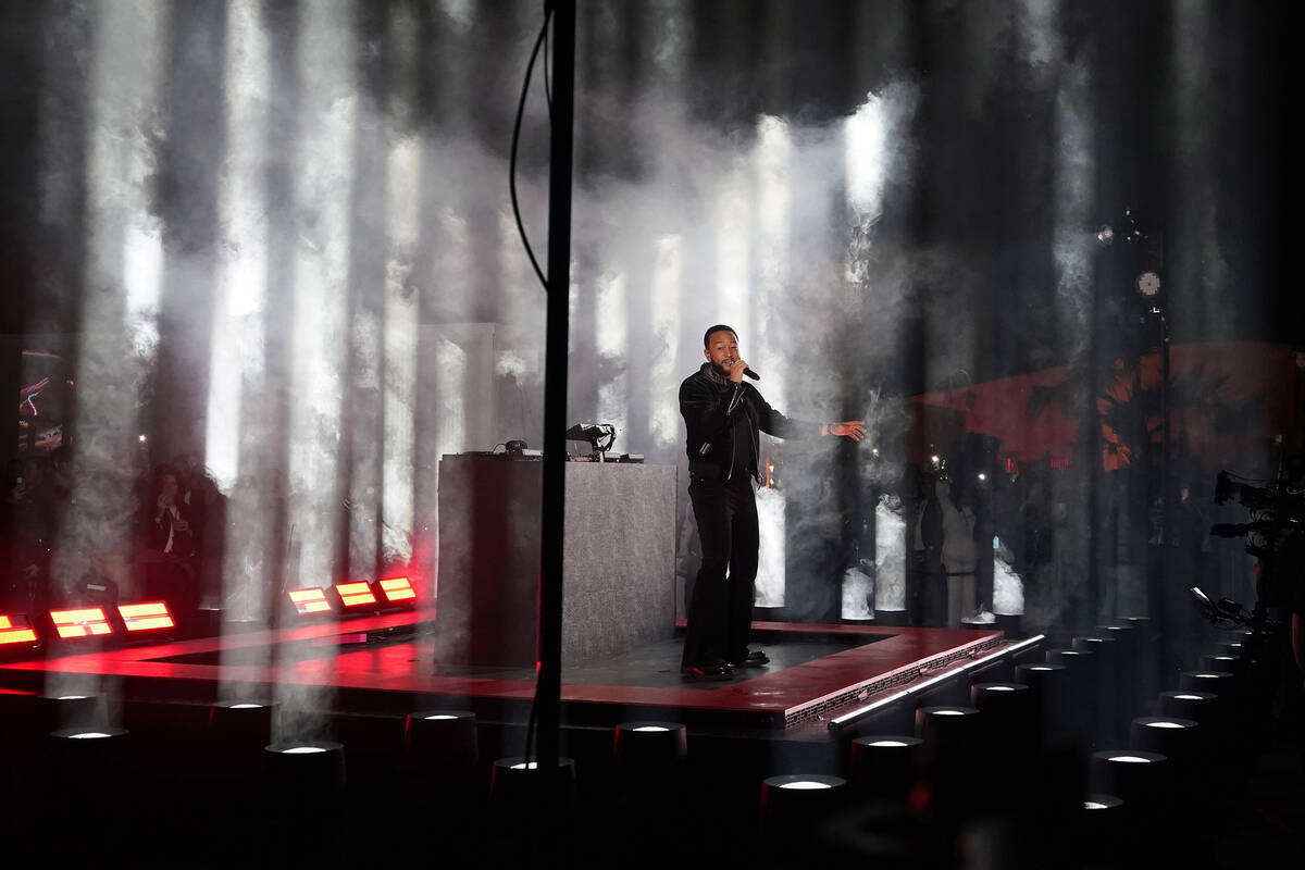 John Legend performs during an opening ceremony for the Formula One Las Vegas Grand Prix auto r ...