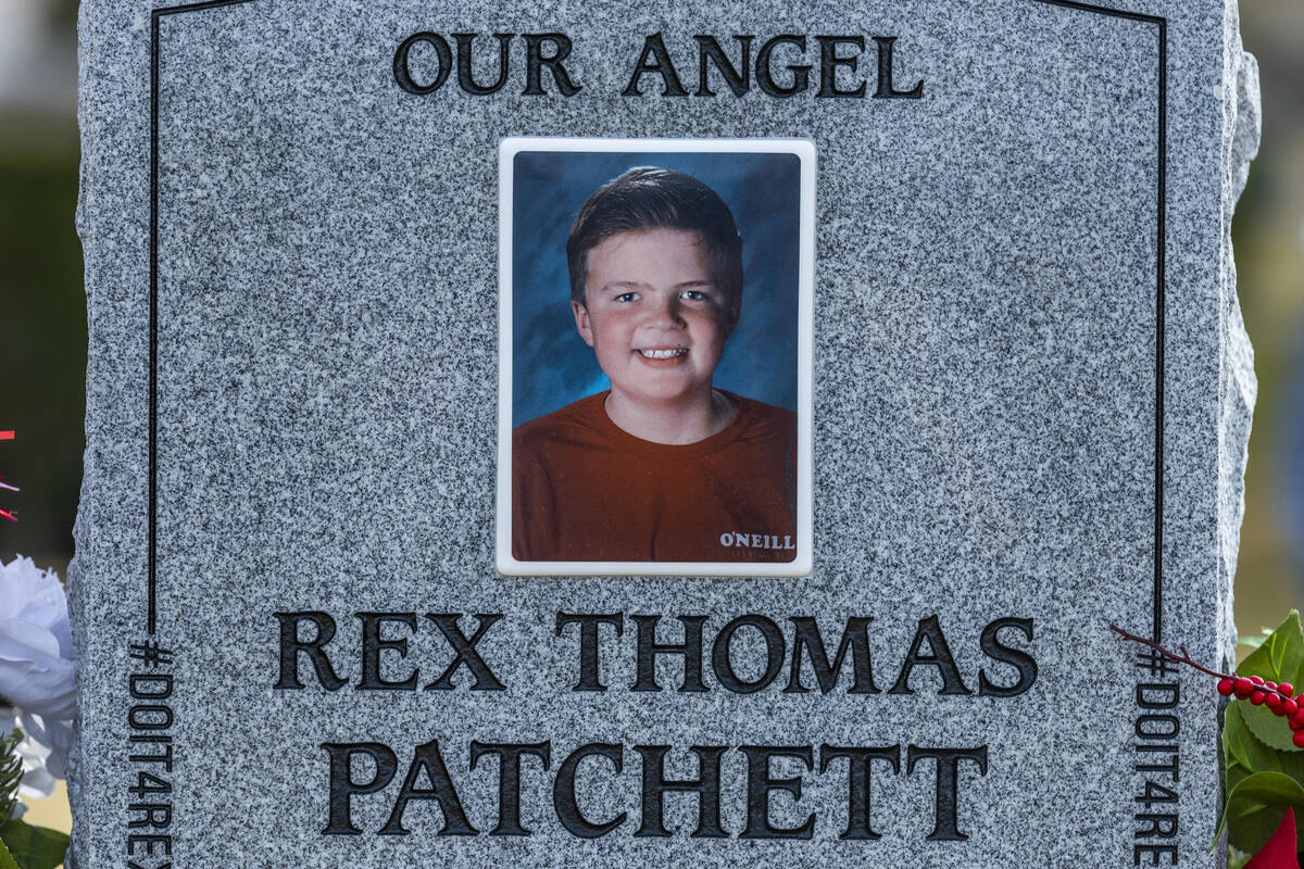 Headstone detail of Rex Patchett at the Palm Boulder Highway Mortuary & Cemetery on Saturday, F ...