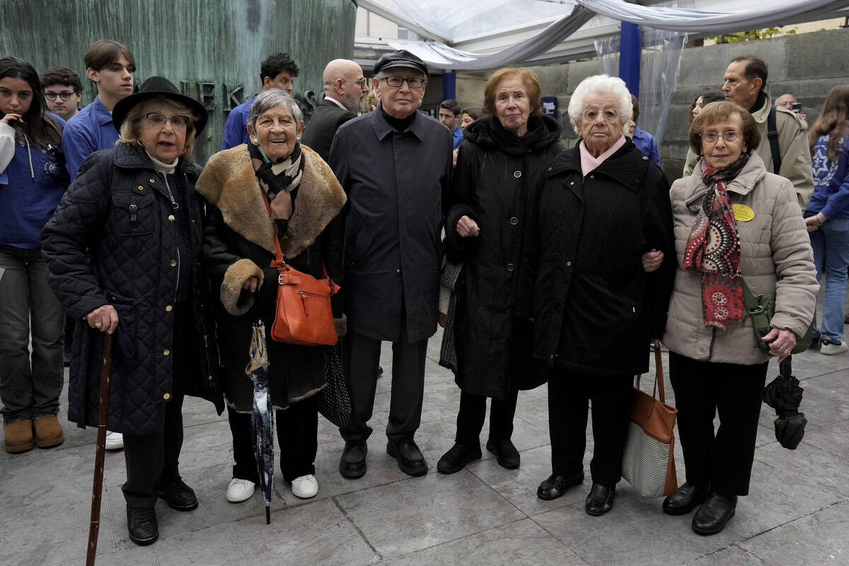 From left, survivor of the Vel d'Hiv roundup Rachel Jedinak, French Holocaust survivor Ginette ...