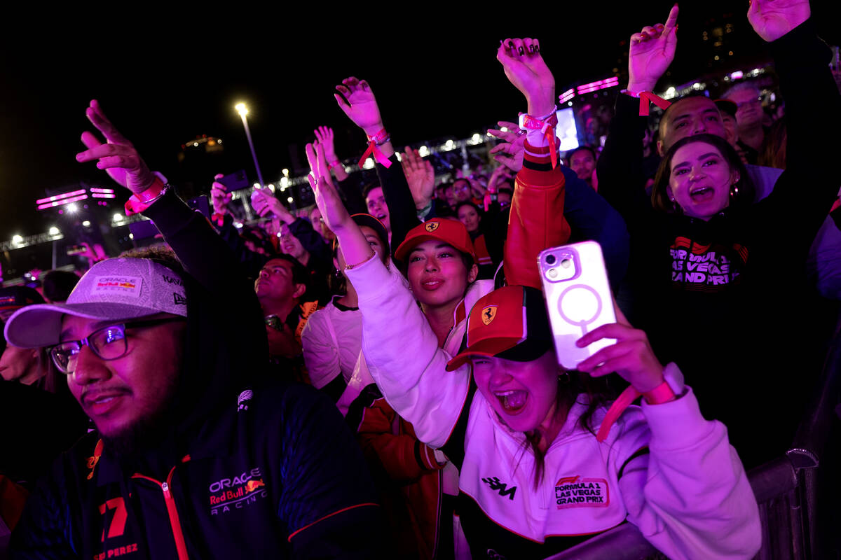 Fans go wild for J Balvin at the Sphere before the Formula One Las Vegas Grand Prix auto race o ...