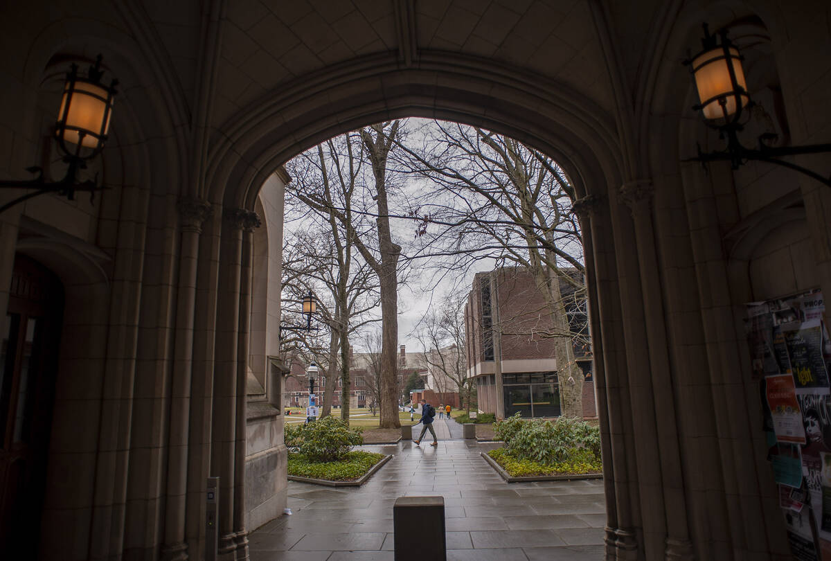 A man walks on campus at Princeton University on Feb. 4, 2020, in Princeton, New Jersey. (Willi ...