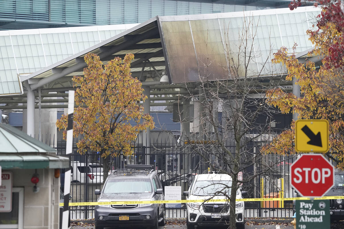 Fire damage is visible to the customs plaza structure at the Rainbow Bridge border crossing, We ...