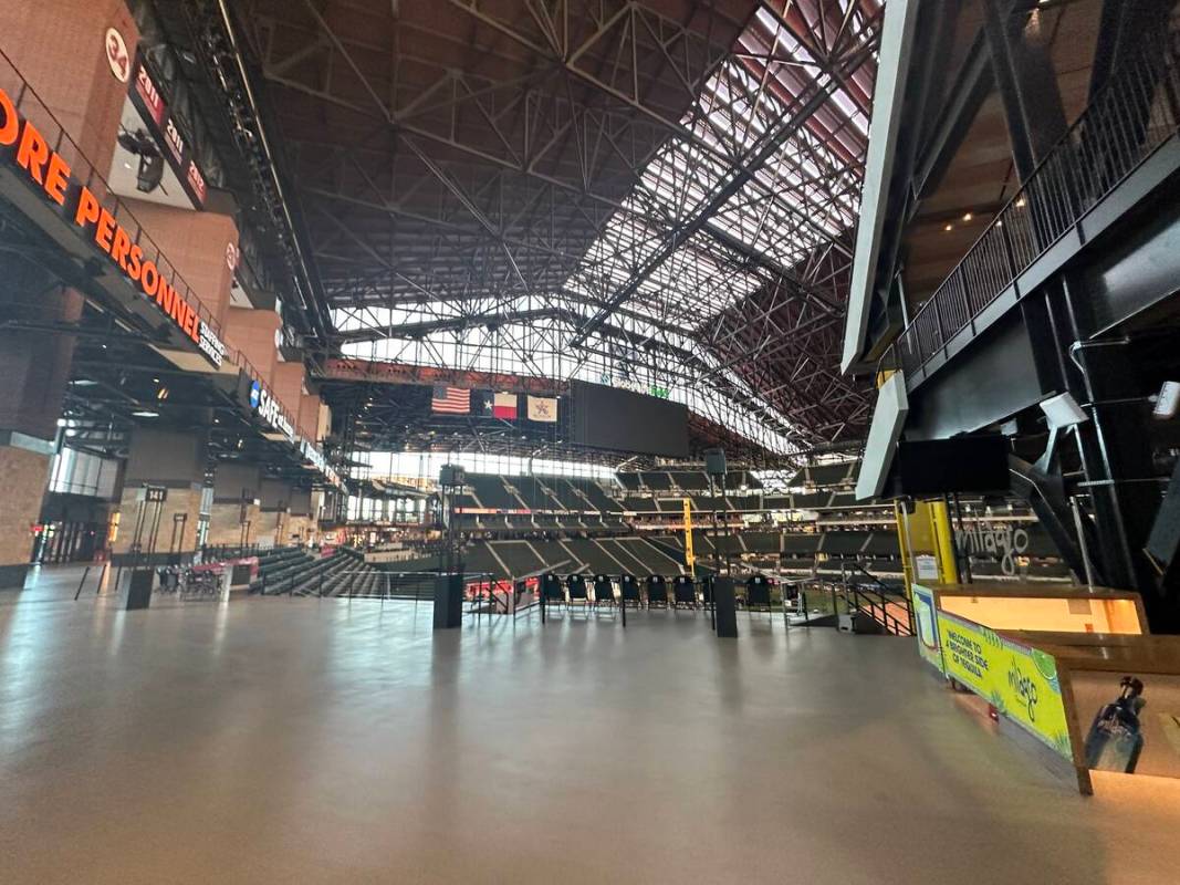 A view from the entry-level concourse of the Texas Rangers' Globe Life Field in Arlington, Texa ...