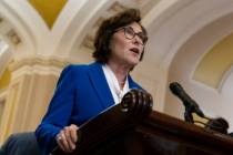 Sen. Jacky Rosen, D-Nev., speaks to the media after a Senate Democratic policy luncheon, Tuesda ...