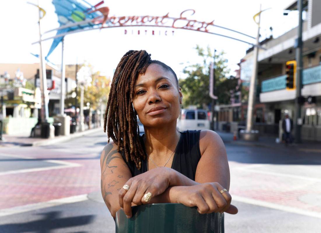 Tamara Smith poses for a photo at Fremont Experience in downtown Las Vegas, on Friday, Nov. 17, ...