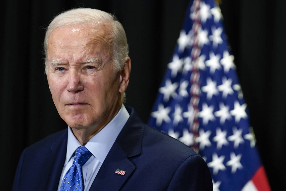 President Joe Biden speaks to reporters in Nantucket, Mass., Sunday, Nov. 26, 2023, about hosta ...