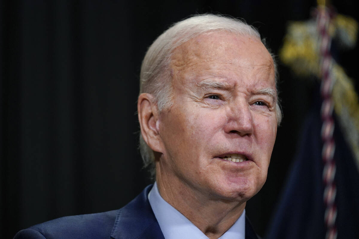 President Joe Biden speaks to reporters in Nantucket, Mass., Sunday, Nov. 26, 2023, about hosta ...