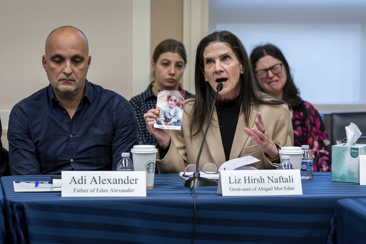 Adi Alexander, left, the father of Eden Alexander, who was taken hostage by Hamas during the Oc ...