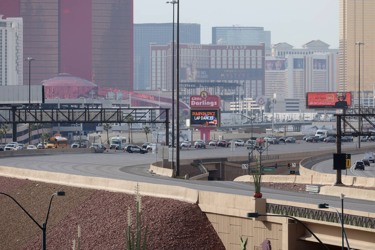 Interstate 15 northbound is closed north of Charleston Boulevard on Thursday, Nov. 30, 2023, af ...