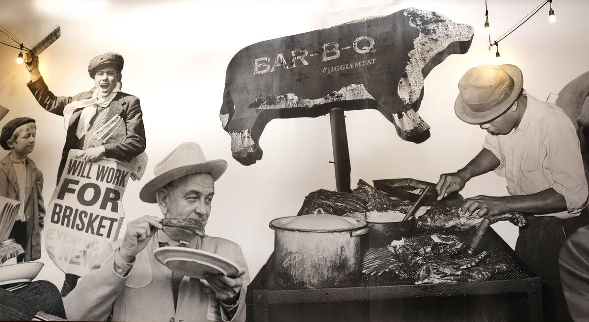 A mural at SoulBelly BBQ is shown, on Wednesday, Oct. 25, 2023, in Las Vegas. (Bizuayehu Tesfay ...