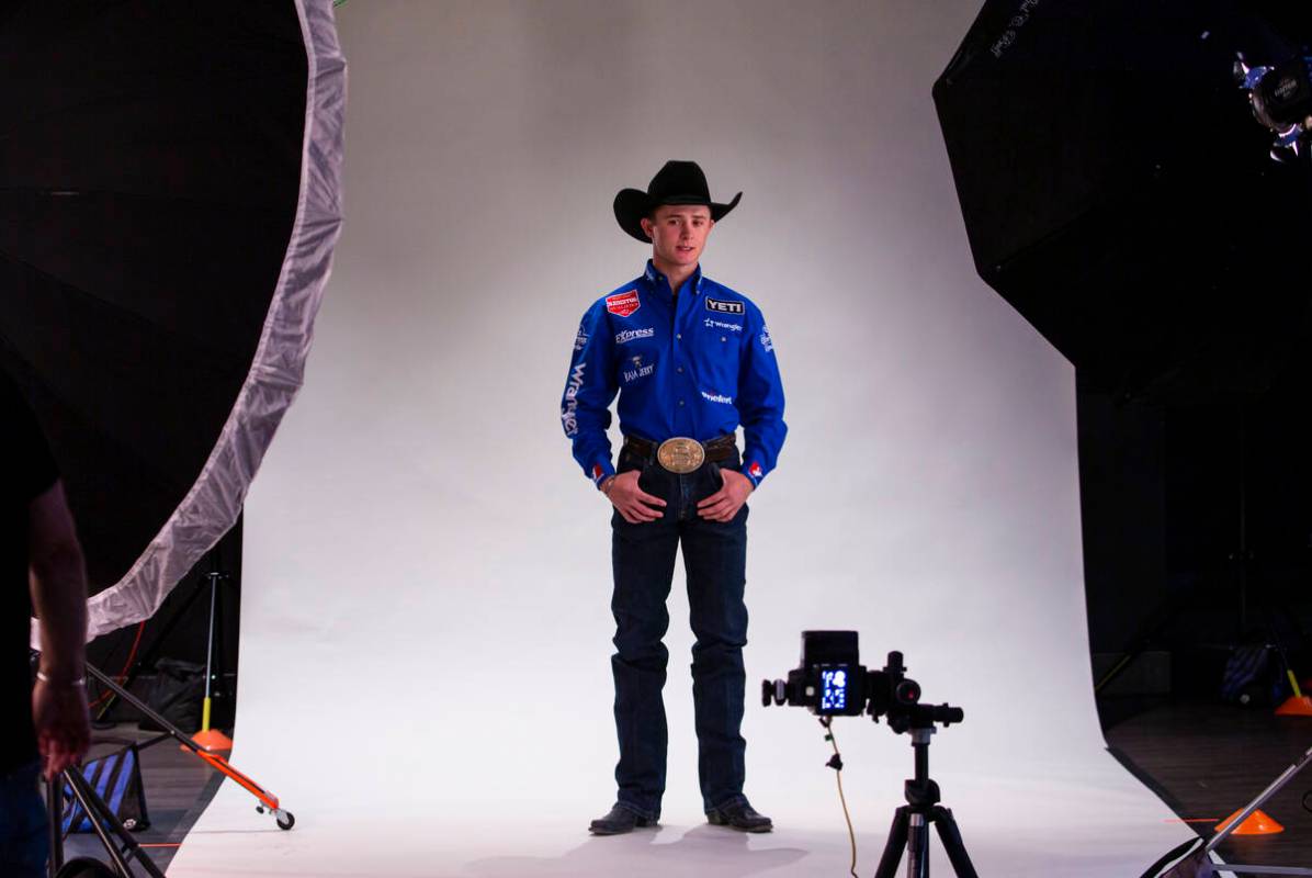 Stetson Wright, PRCA All-Around World Champion, poses for a portrait during a shoot for the Nat ...