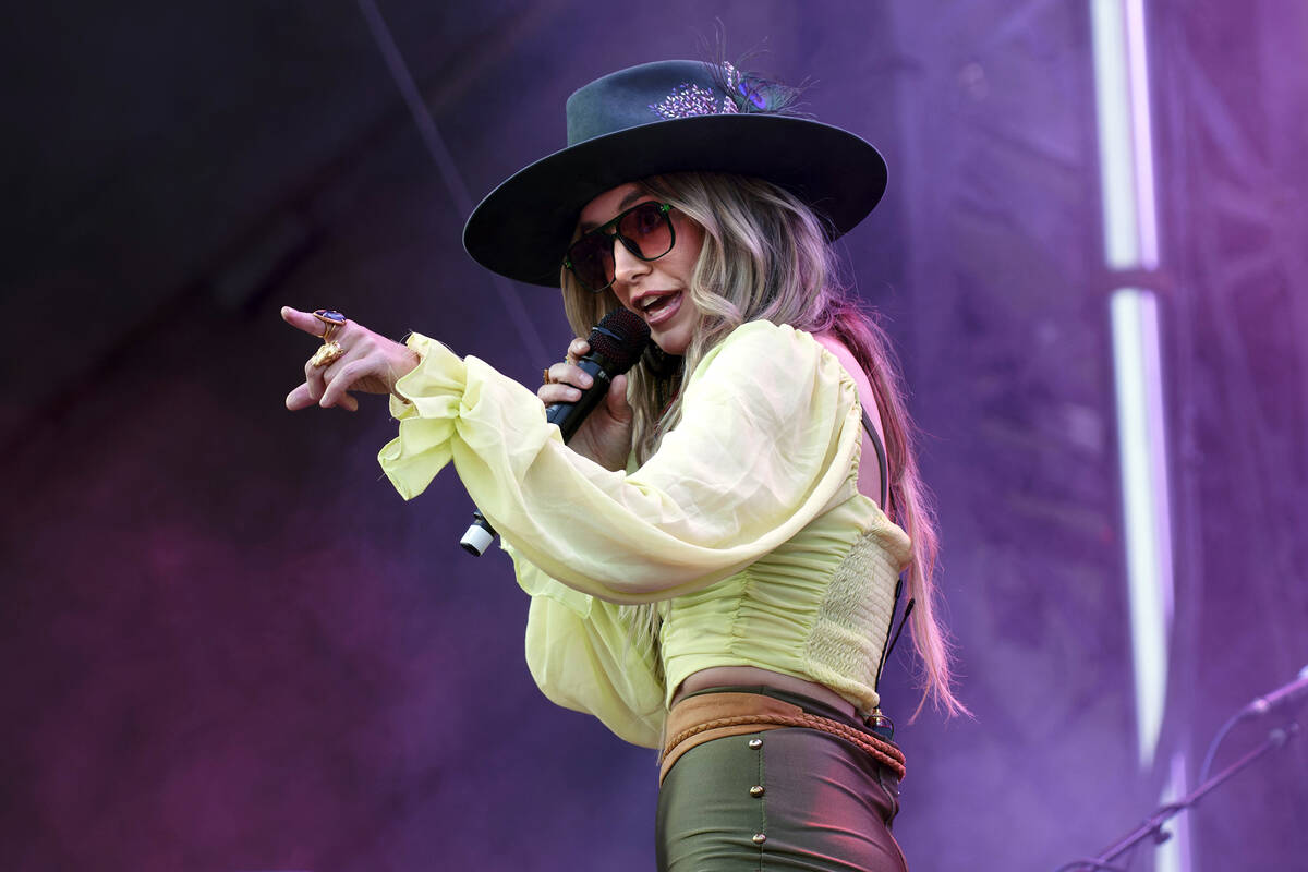 Lainey Wilson performs on day one of the Lollapalooza Music Festival on Thursday, Aug. 3, 2023, ...