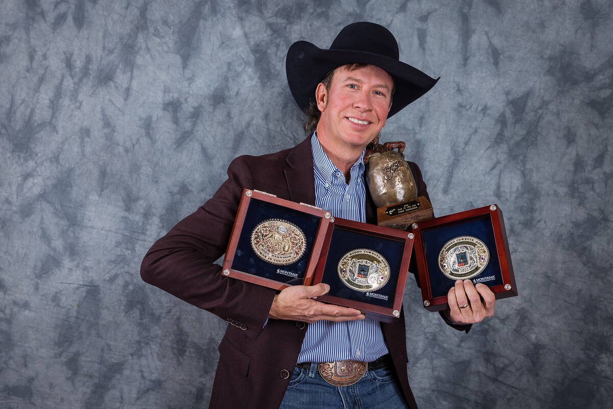 John Harrison, left, became just the third triple-crown clown in history last year. (RodeoReady)