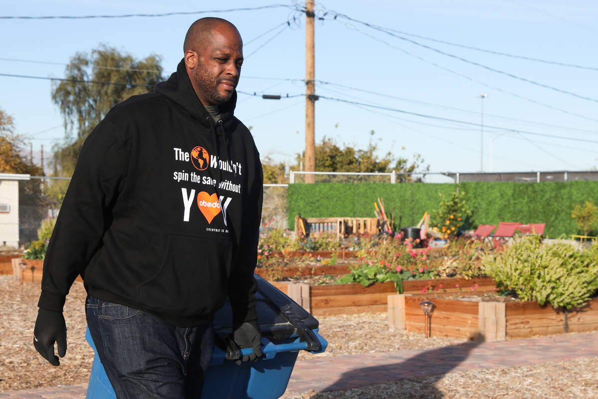 Raymond Gray volunteers at the Obodo Collective on Monday, Dec. 4, 2023 in Las Vegas. (Daniel P ...