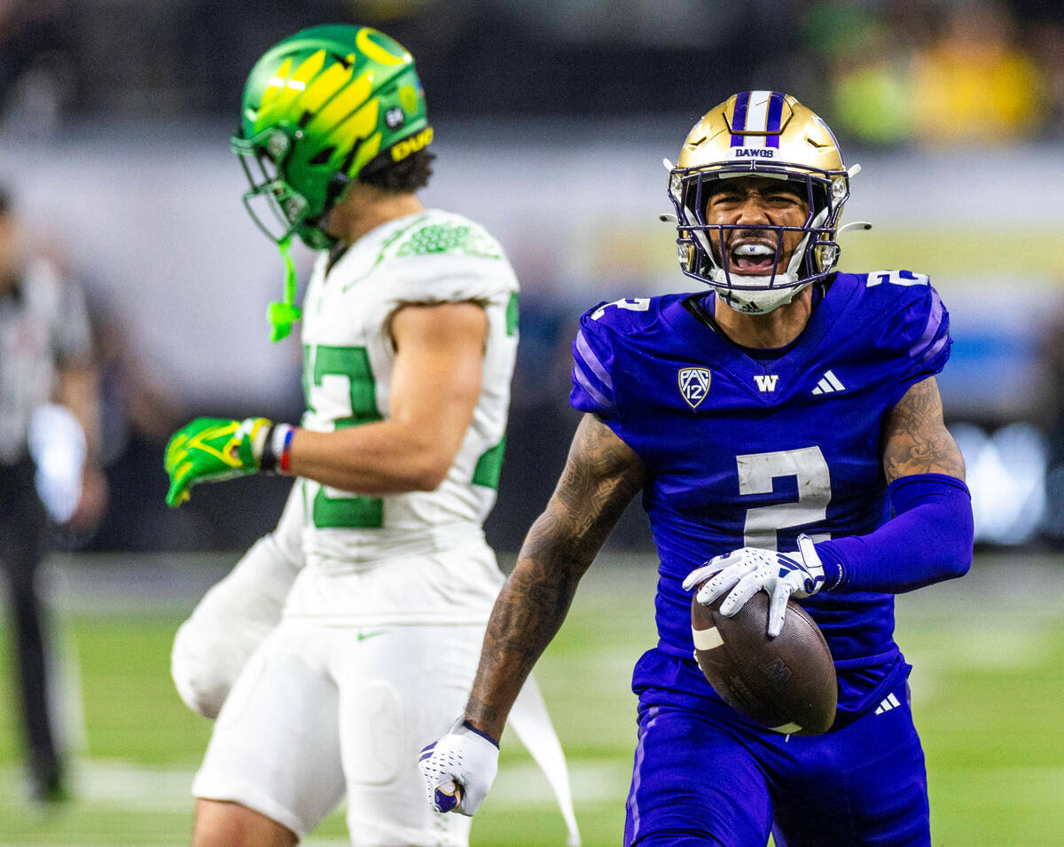 Washington Huskies wide receiver Ja'Lynn Polk (2) is pumped after another critical catch and fi ...