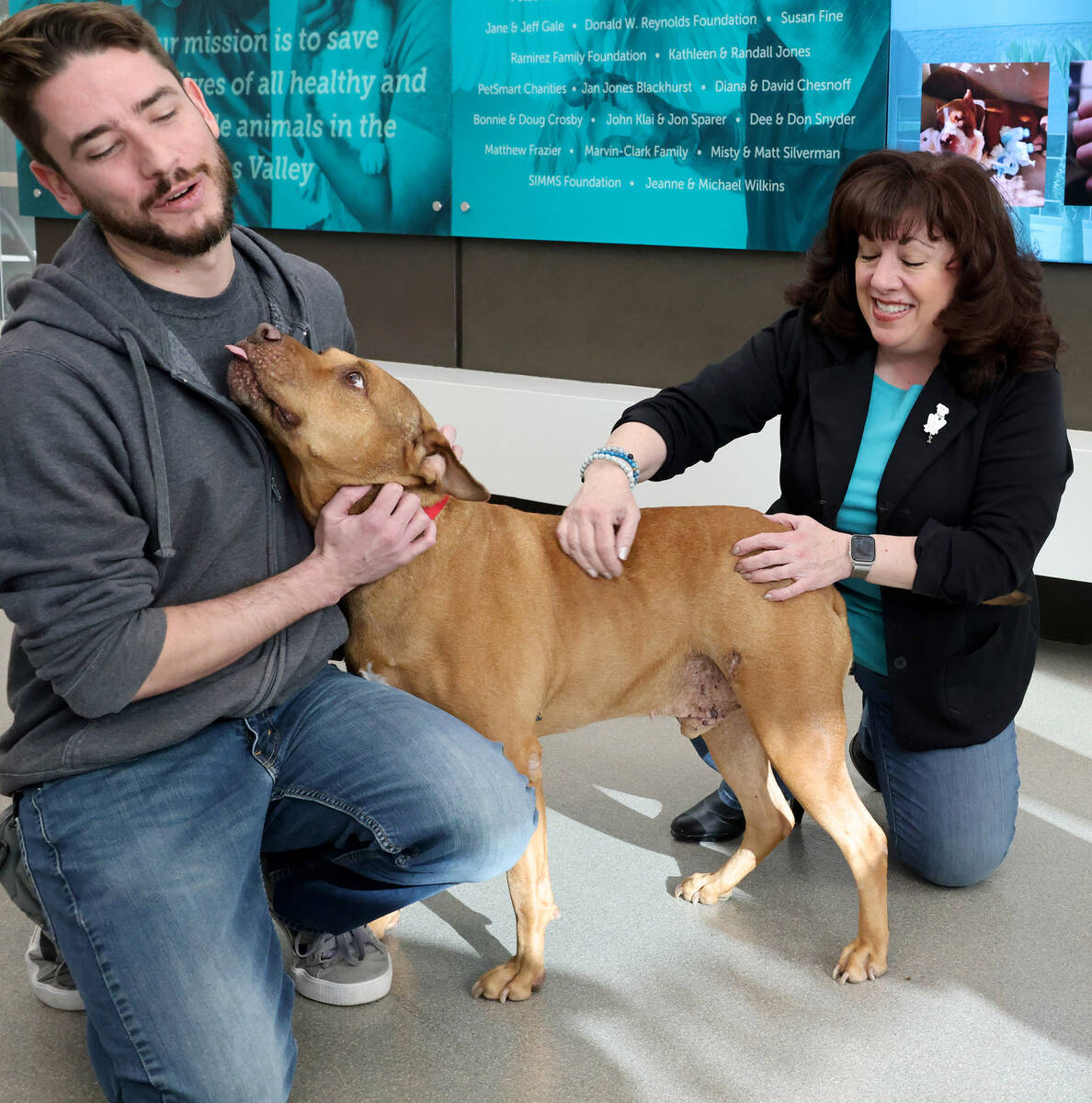 The Animal Foundation Marketing and Communications Coordinator Max Blaustein and CEO Hilarie Gr ...