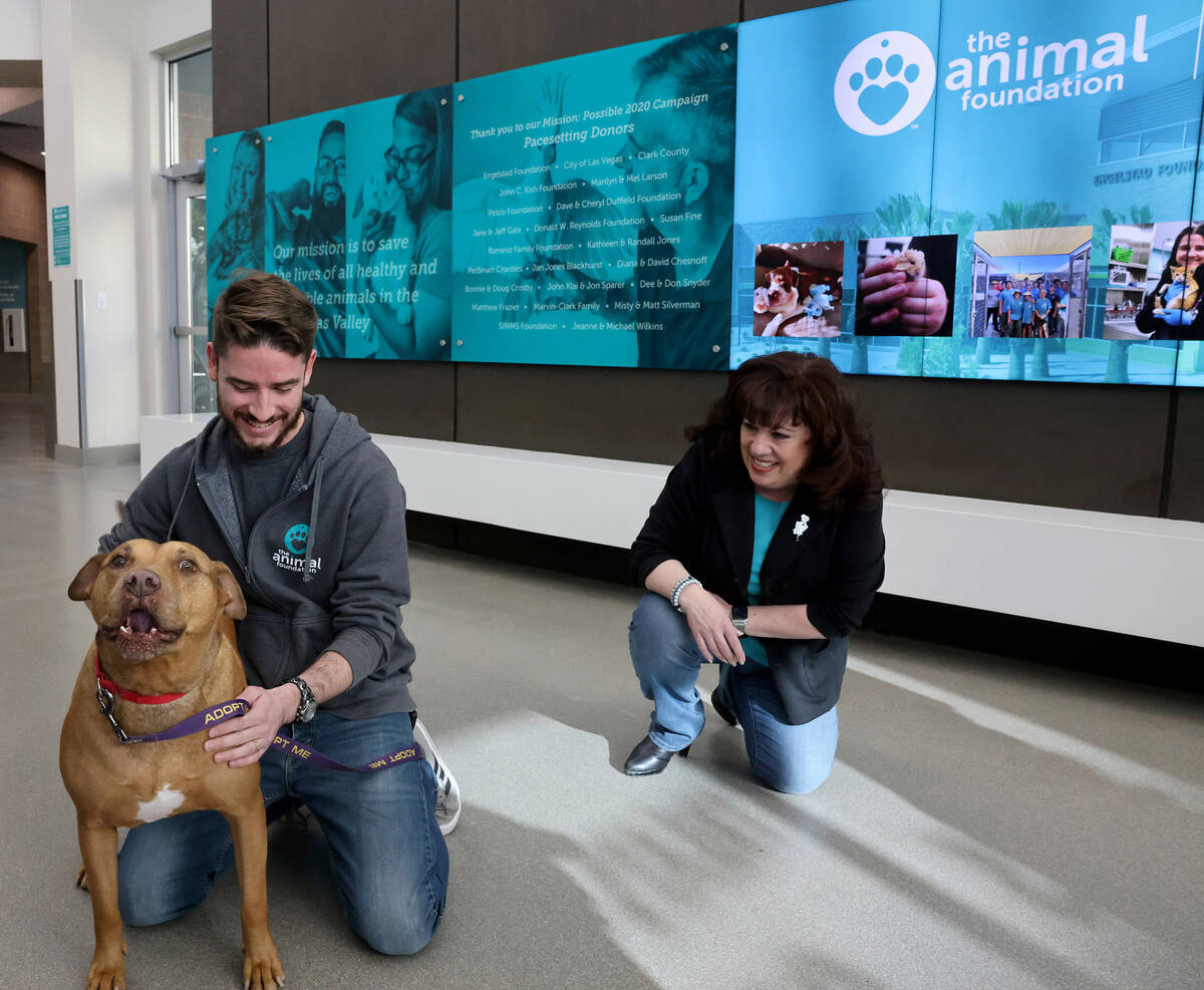 The Animal Foundation Marketing and Communications Coordinator Max Blaustein and CEO Hilarie Gr ...