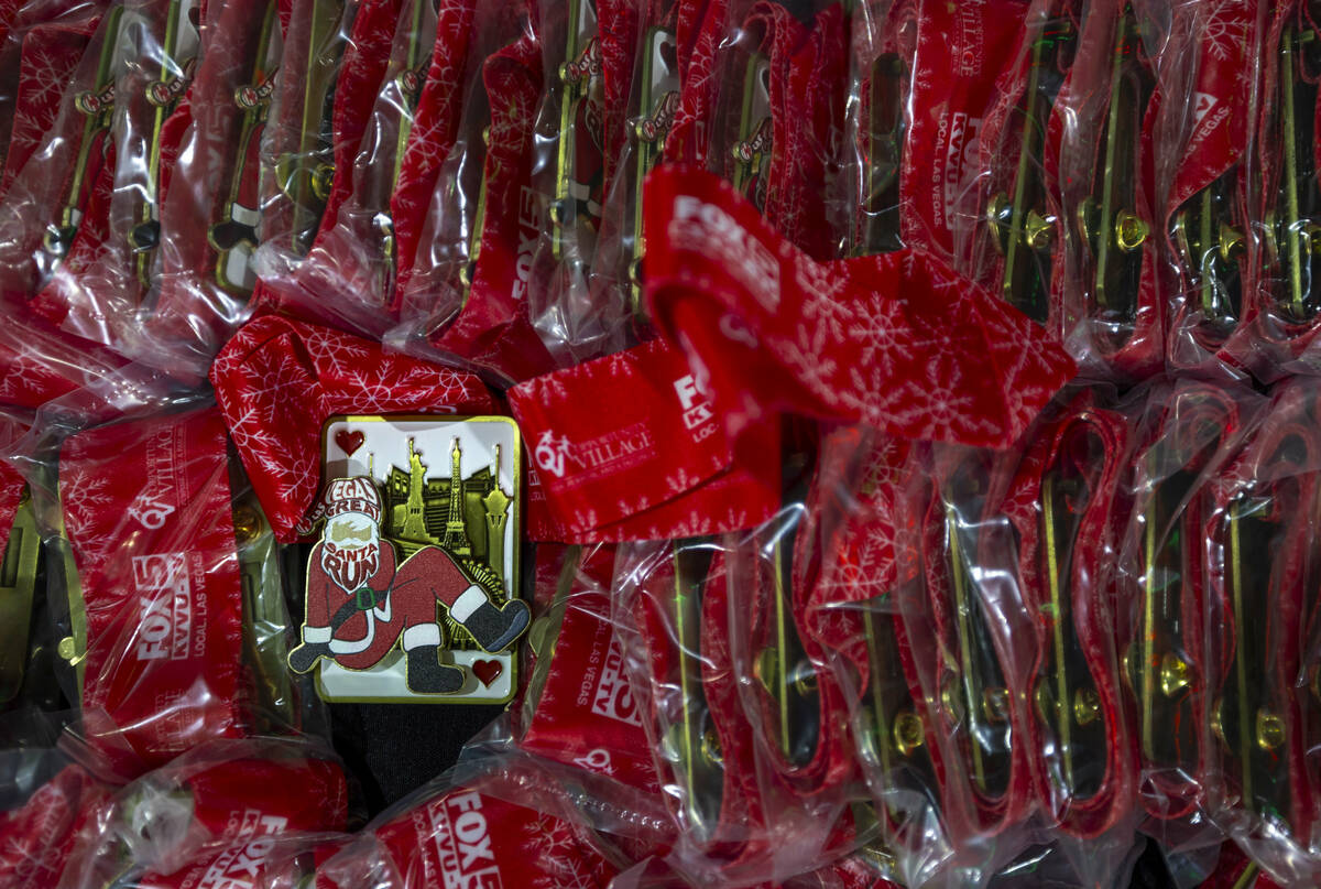 Medals await the finishers at the Downtown Las Vegas Events Center during the Las Vegas Great S ...